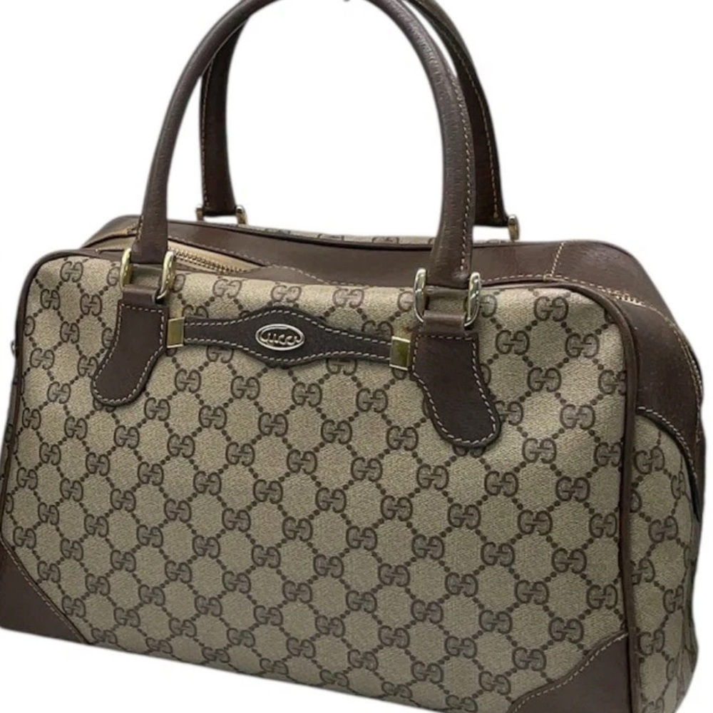 Gucci Beige & Brown GG Supreme Canvas Top-Handle Satchel